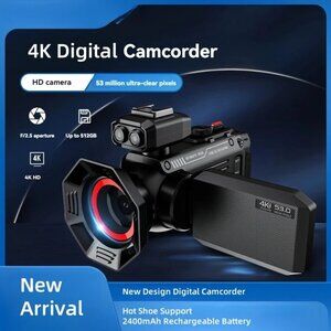 Professional Portable 4K HD Resolution Digital Camcorder with Hotpot Wi-Fi